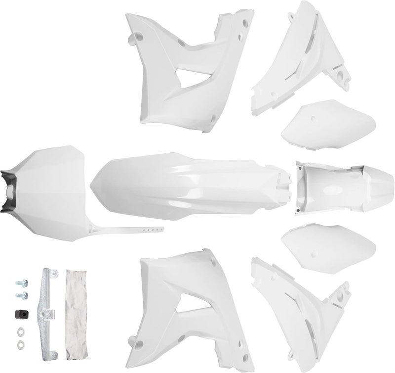 ECOTRIC Plastic Body Work Kit Compatible with 2002-2007 Honda CR125R CR250R Bodywork Fairing Set White ABS - Image 1